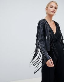 Forever Unique Tassel Fringing PU Jacket at asos com at Asos